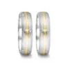 Alianzas de boda de acero y oro amarillo con diamantes