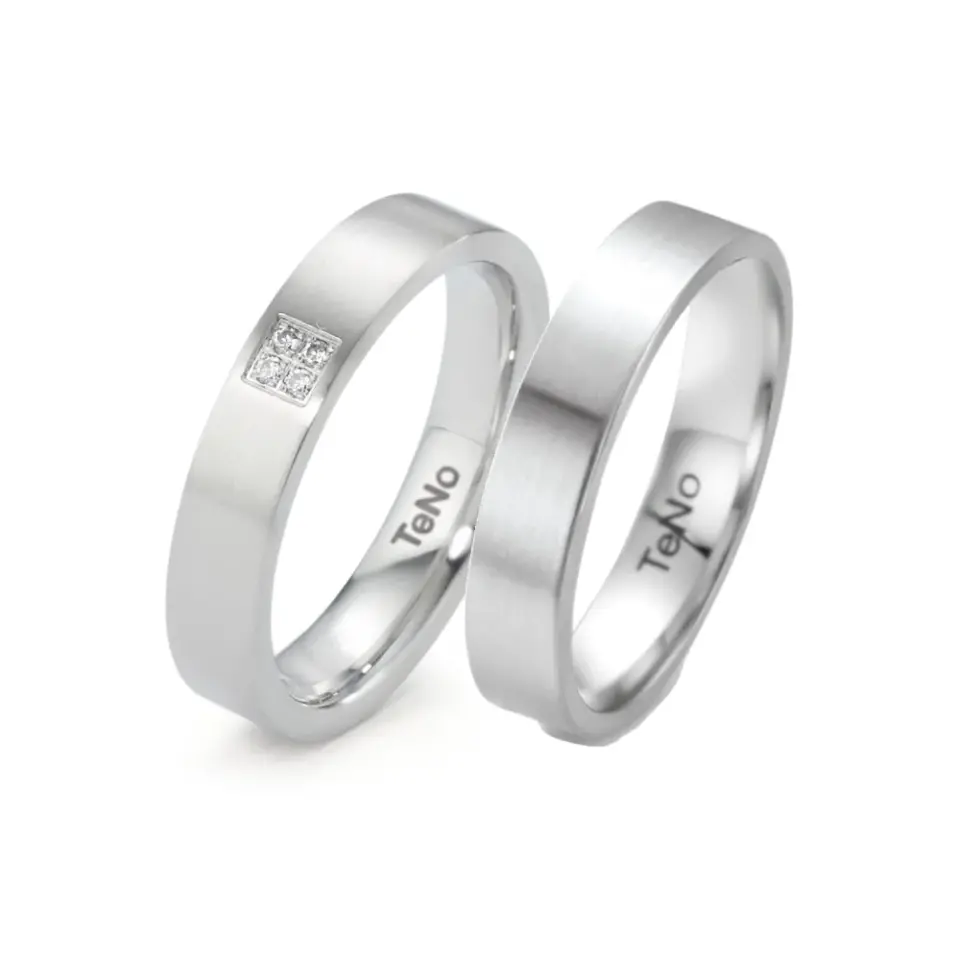 Alianzas de boda de acero con diamantes
