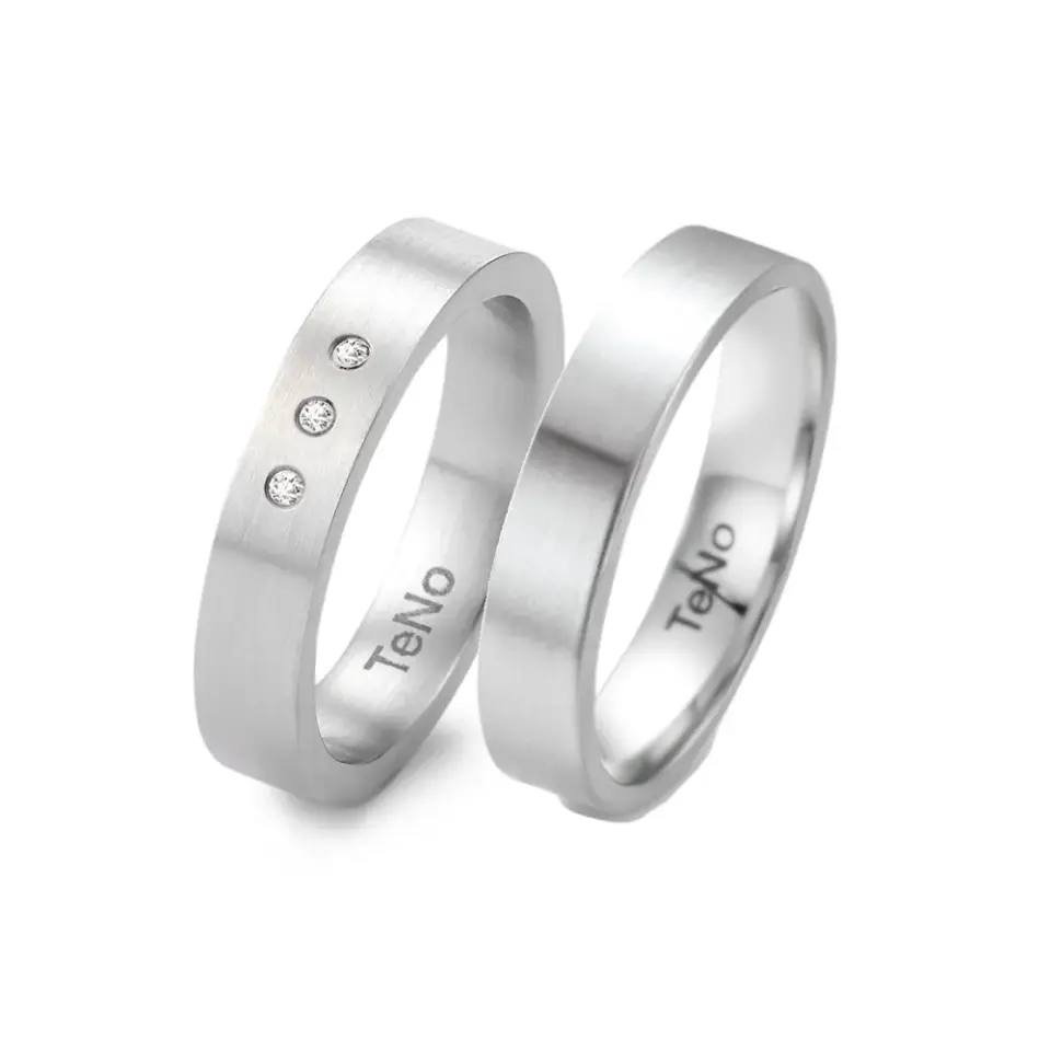Alianzas de boda de acero con diamantes