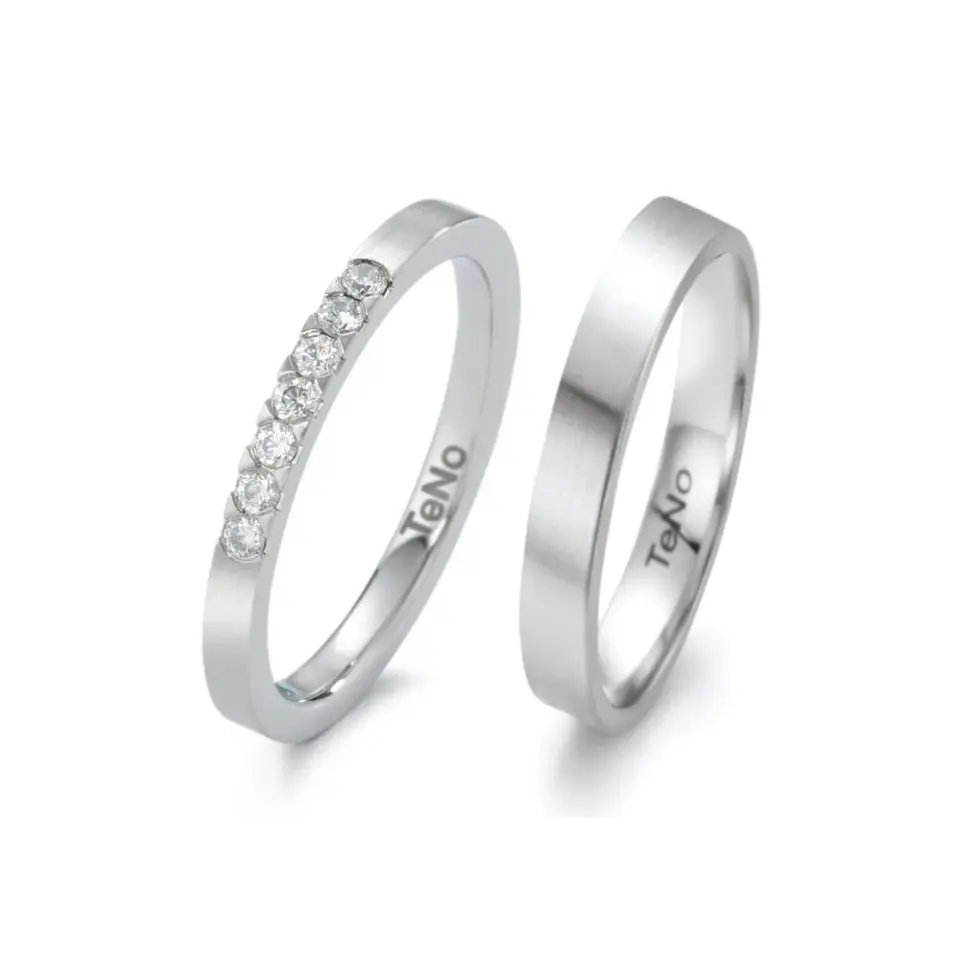 Alianzas de boda de acero con diamantes