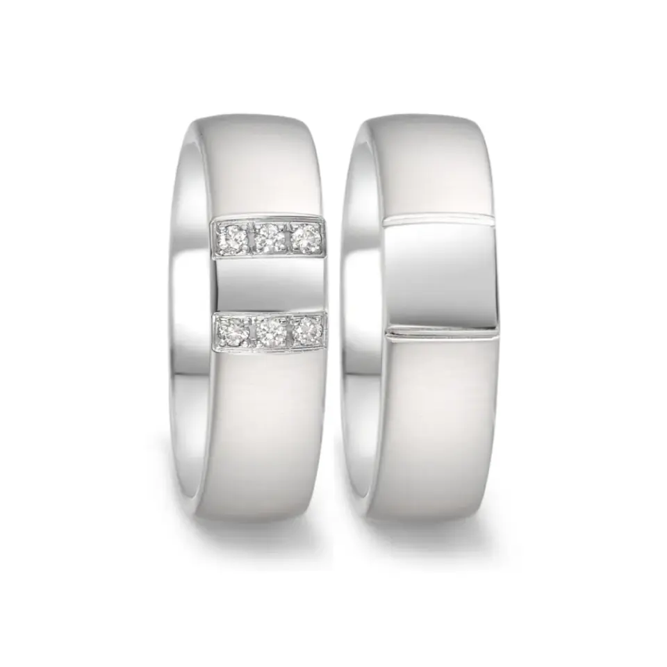 Alianzas de boda de acero con diamantes