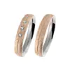 Alianzas de boda de acero y oro rosado con diamantes