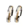 Alianzas de boda de acero y oro amarillo con diamante