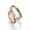 Alianzas de boda de oro rosado y zirconio con diamantes