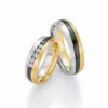 Alianzas de boda de oro amarillo y zirconio con diamantes