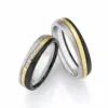 Alianzas de boda de titanio, oro amarillo y zirconio con diamantes