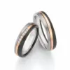 Alianzas de boda de titanio, oro blanco y zirconio con diamantes