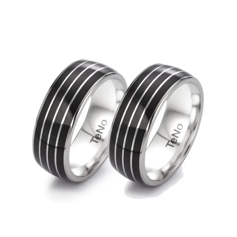 Alianzas de boda de acero y cerámica