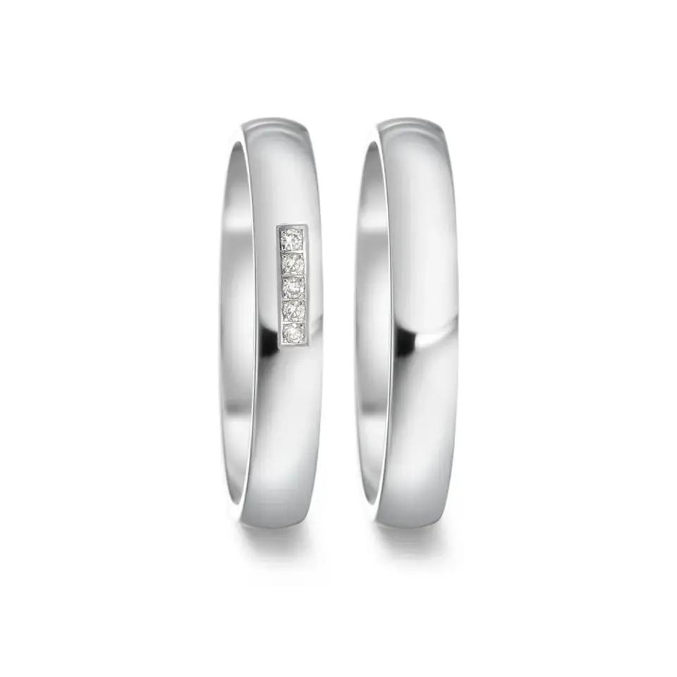 Alianzas de boda de acero con diamantes