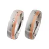 Alianzas de boda de acero y oro rosado con diamante