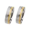 Alianzas de boda de acero y oro amarillo con diamante