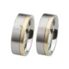Alianzas de boda de acero y oro amarillo con diamante