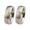 Alianzas de boda de acero y oro amarillo con diamante