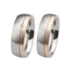 Alianzas de boda de acero y oro rosado con diamante