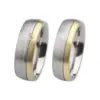 Alianzas de boda de acero y oro amarillo con diamante
