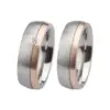 Alianzas de boda de acero y oro rosado con diamante