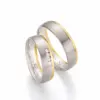 Alianzas de boda de oro blanco y oro amarillo con diamantes