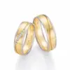 Alianzas de boda de oro blanco y oro amarillo con diamantes