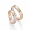 Alianzas de boda de oro rosado y oro blanco con diamantes
