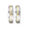 Alianzas de boda de acero y oro amarillo con diamante