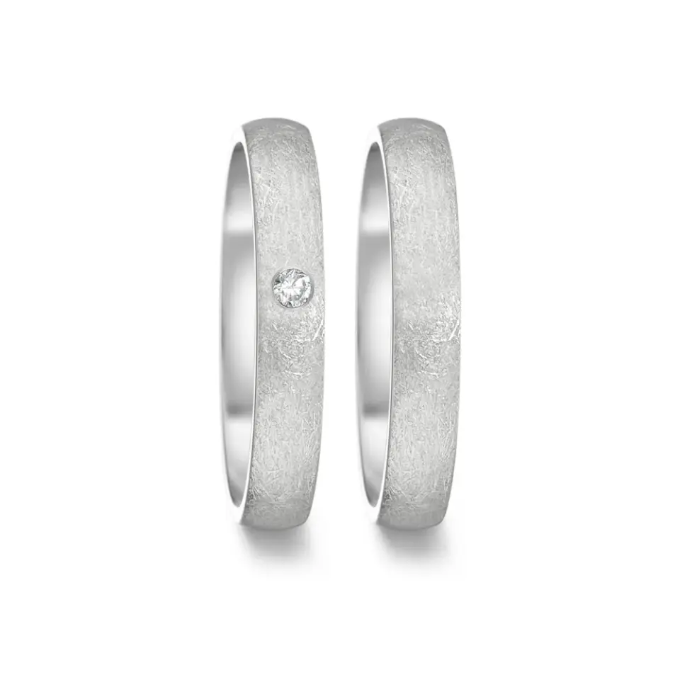 Alianzas de boda de acero con diamante