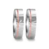 Alianzas de boda de acero y oro rosado con diamante