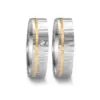 Alianzas de boda de acero y oro amarillo con diamante