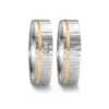 Alianzas de boda de acero y oro amarillo con diamantes