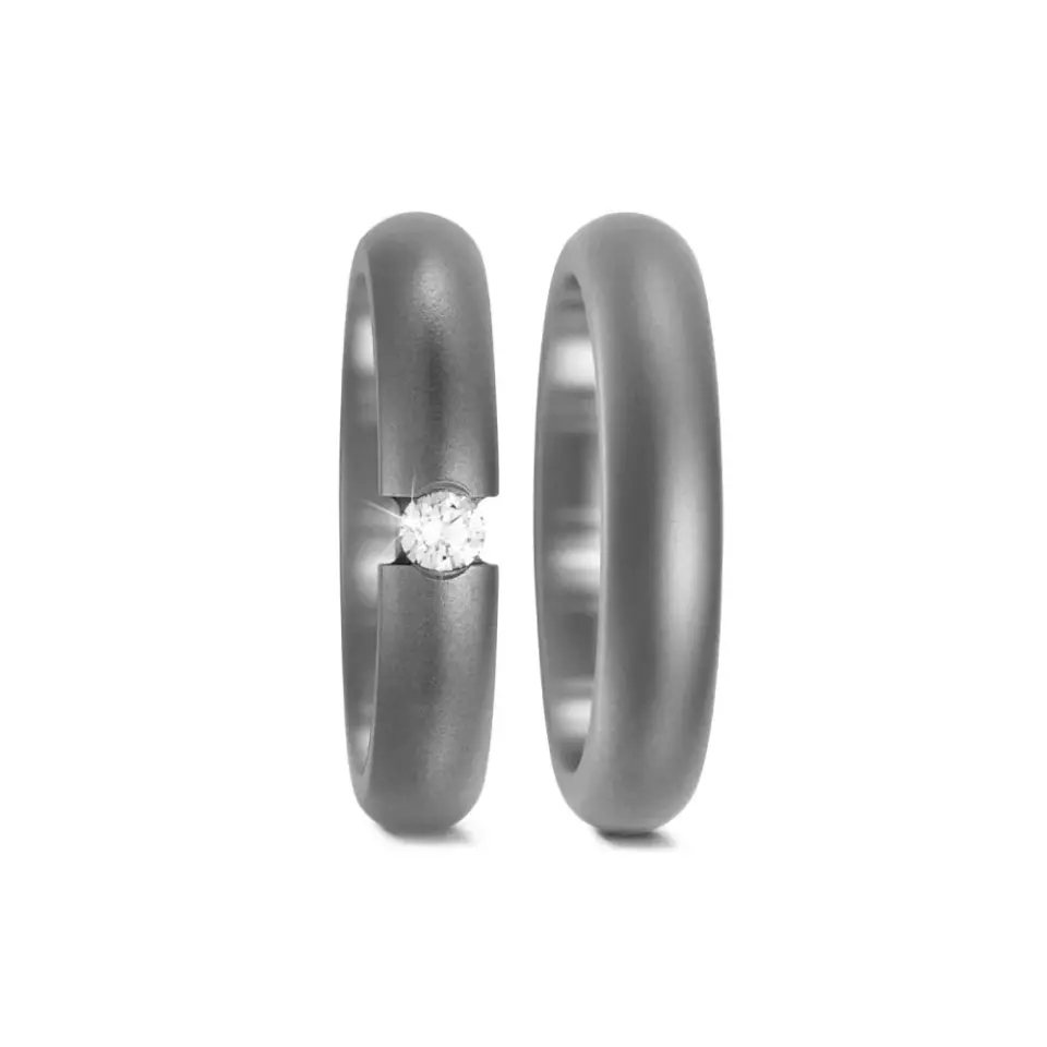 Alianzas de boda de titanio con diamante