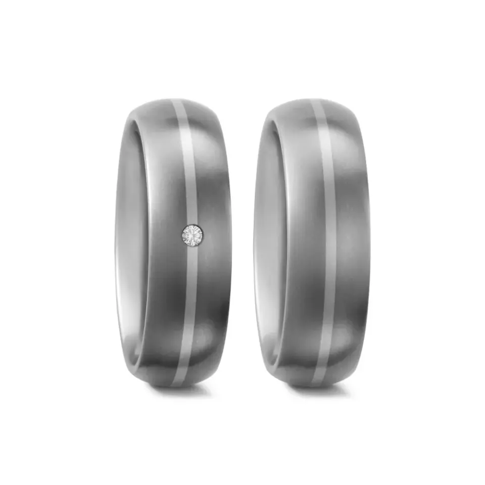 Alianzas de boda de titanio y paladio con diamante