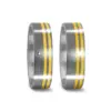 Alianzas de boda de titanio y oro amarillo con diamante