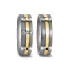Alianzas de boda de titanio y oro amarillo con diamantes