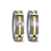 Alianzas de boda de titanio y oro amarillo con diamante