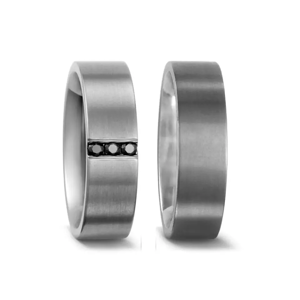 Alianzas de boda de titanio con diamantes
