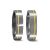 Alianzas de boda de titanio y oro amarillo con diamante