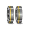 Alianzas de boda de titanio y oro amarillo con diamante