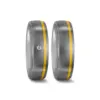 Alianzas de boda de titanio y oro amarillo con diamante