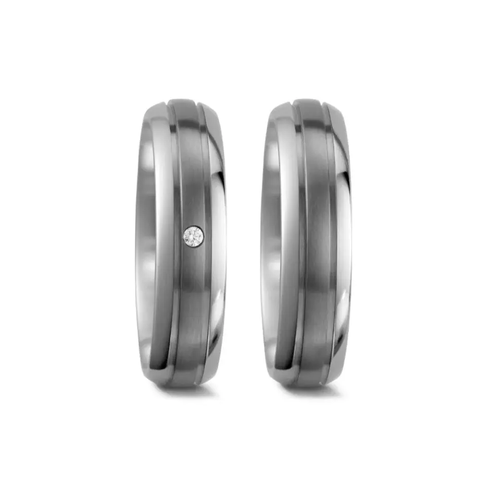 Alianzas de boda de titanio con diamante