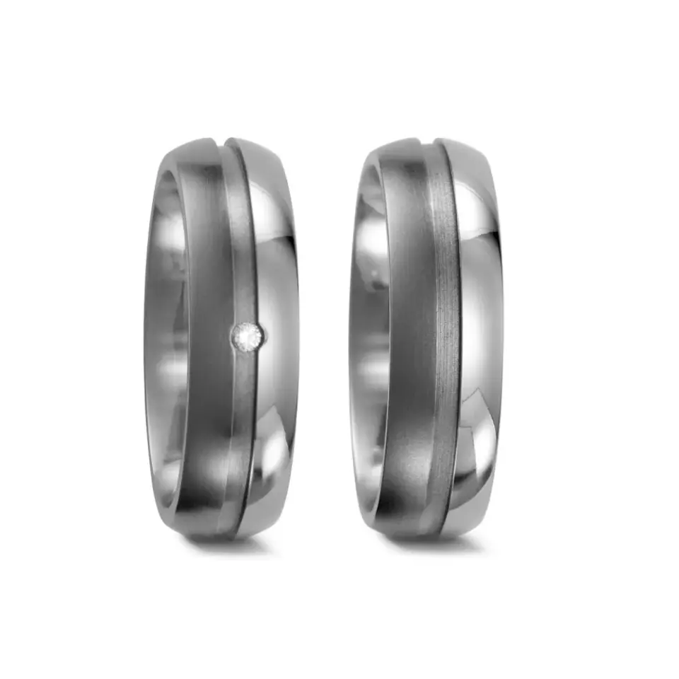 Alianzas de boda de titanio con diamante