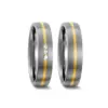 Alianzas de boda de titanio y oro amarillo con diamantes