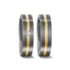 Alianzas de boda de titanio y oro amarillo con diamante