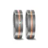 Alianzas de boda de titanio y oro rosado con diamante