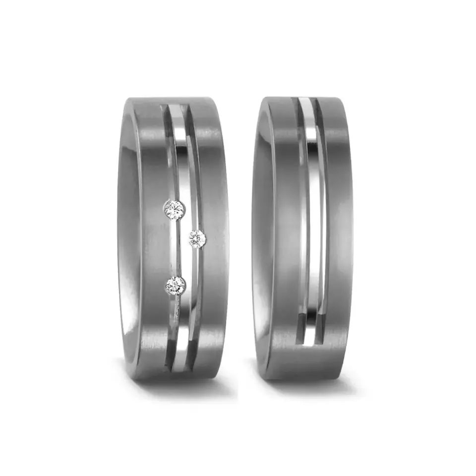 Alianzas de boda de titanio con diamantes