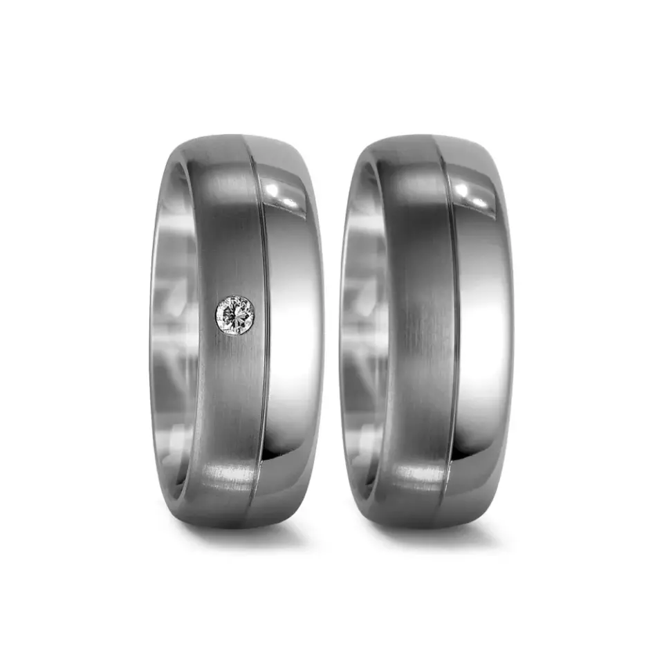 Alianzas de boda de titanio con diamante