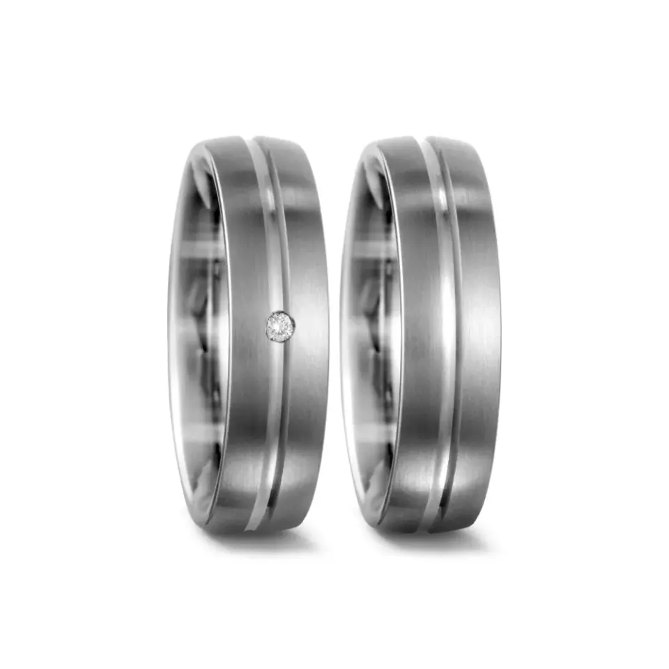 Alianzas de boda de titanio con diamante