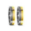 Alianzas de boda de titanio y oro amarillo con diamante