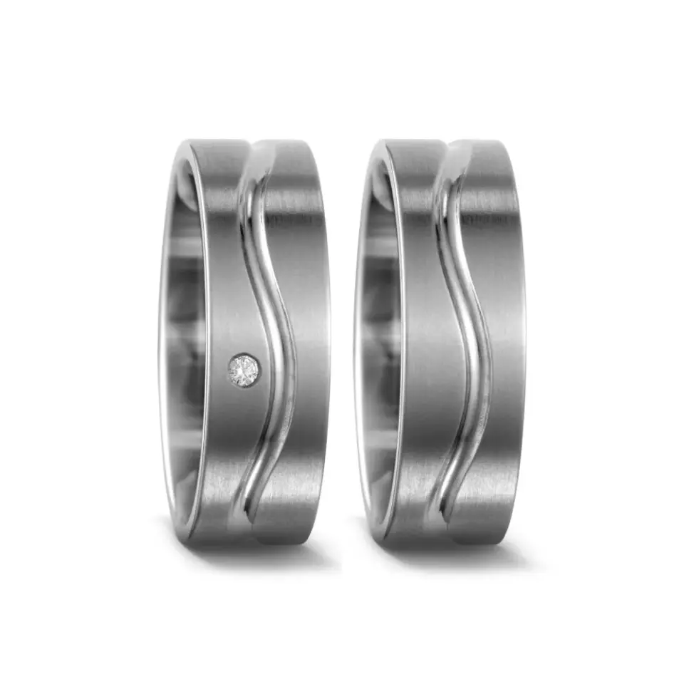 Alianzas de boda de titanio con diamante