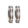 Alianzas de boda de titanio y oro rosado con diamante
