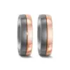 Alianzas de boda de titanio y oro rosado con diamante