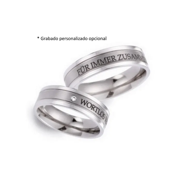 Alianzas de boda de titanio con diamante